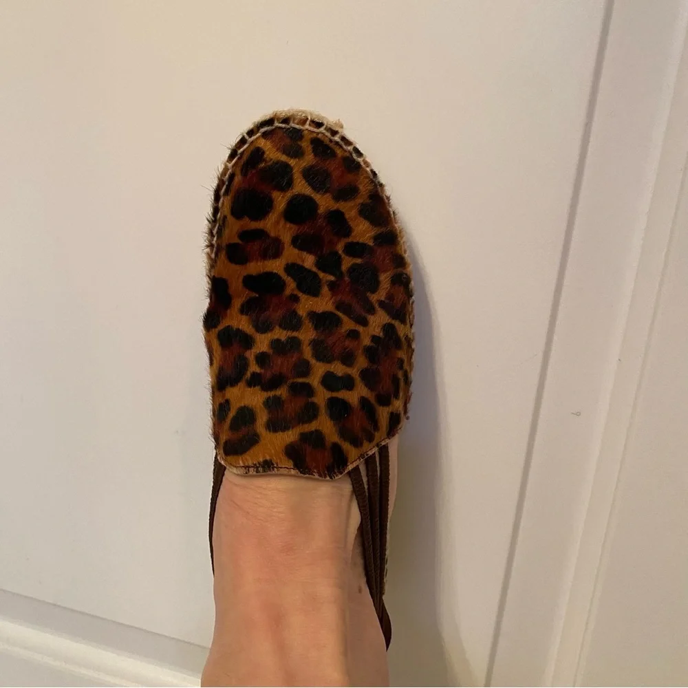 NEW PICON ESPADRILLE SHOES BROWN ANIMAL PRINT LEATHER HANDMADE SPAIN SIZE 7.5